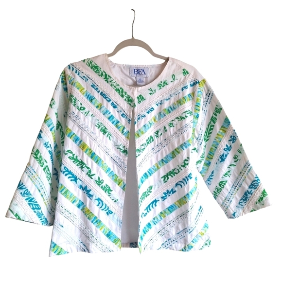 Vintage BFA Classics WomensBlazer Open Front Tropical Beachy Coastal Y2K Medium - Picture 2 of 10